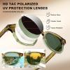 imageCARFIA Retro Cool Atetate Sunglasses for Men Polarized UV Protection Keyhole Square Sunnies Driving Shades Trendy Eyewears11olive Green Stripe Gradient Frame Green Lens