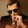 imageCARFIA Retro Cool Atetate Sunglasses for Men Polarized UV Protection Keyhole Square Sunnies Driving Shades Trendy Eyewears21 Black Frame Grey Lens