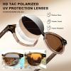 imageCARFIA Retro Cool Atetate Sunglasses for Men Polarized UV Protection Keyhole Square Sunnies Driving Shades Trendy Eyewears31brown Stripe Gradient Frame Brown Lens