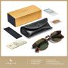 imageCARFIA Retro Polarized Mens Sunglasses for Womens Chunky Acetate FrameStylish Fit Large Face UV Protection ShadesA1 Striped Brown Frame Green Lens