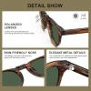 imageCARFIA Retro Polarized Mens Sunglasses for Womens Chunky Acetate FrameStylish Fit Large Face UV Protection ShadesA1 Striped Brown Frame Green Lens