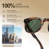 imageCARFIA Retro Polarized Mens Sunglasses for Womens Chunky Acetate FrameStylish Fit Large Face UV Protection ShadesA1 Striped Brown Frame Green Lens