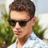 imageCARFIA Retro Polarized Mens Sunglasses for Womens Chunky Acetate FrameStylish Fit Large Face UV Protection ShadesA1 Striped Brown Frame Green Lens
