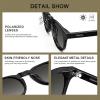 imageCARFIA Retro Polarized Mens Sunglasses for Womens Chunky Acetate FrameStylish Fit Large Face UV Protection ShadesB2 Black Frame Grey Lens