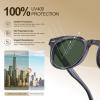 imageCARFIA Retro Polarized Mens Sunglasses for Womens Chunky Acetate FrameStylish Fit Large Face UV Protection ShadesB3 Transparent Gray Frame Green Lens
