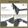 imageCARFIA Retro Polarized Mens Sunglasses for Womens Chunky Acetate FrameStylish Fit Large Face UV Protection ShadesB3 Transparent Gray Frame Green Lens