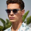 imageCARFIA Retro Polarized Mens Sunglasses for Womens Chunky Acetate FrameStylish Fit Large Face UV Protection ShadesB4 Transparent Blue Frame Brown Lens