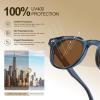 imageCARFIA Retro Polarized Mens Sunglasses for Womens Chunky Acetate FrameStylish Fit Large Face UV Protection ShadesB4 Transparent Blue Frame Brown Lens