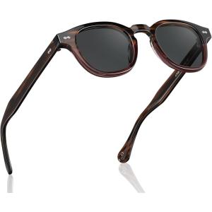 imageCARFIA Retro Cool Atetate Sunglasses for Men Polarized UV Protection Keyhole Square Sunnies Driving Shades Trendy Eyewears41 Brown Tortoise Burgundy Frame Grey Lens