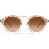 imageCARFIA Double Bridge Small Acetate Sunglasses for Women Polarized Retro Metal Brow Ladies Sunnies Fashion Round Eyewears2 Pink Flower Tortoise Frame Gradient Brown Lens