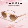 imageCARFIA Double Bridge Small Acetate Sunglasses for Women Polarized Retro Metal Brow Ladies Sunnies Fashion Round Eyewears2 Pink Flower Tortoise Frame Gradient Brown Lens