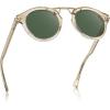 imageCARFIA Double Bridge Small Acetate Sunglasses for Women Polarized Retro Metal Brow Ladies Sunnies Fashion Round Eyewears3 Clear Yellow Frame Green Lens