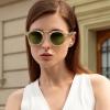 imageCARFIA Double Bridge Small Acetate Sunglasses for Women Polarized Retro Metal Brow Ladies Sunnies Fashion Round Eyewears3 Clear Yellow Frame Green Lens