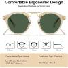imageCARFIA Double Bridge Small Acetate Sunglasses for Women Polarized Retro Metal Brow Ladies Sunnies Fashion Round Eyewears3 Clear Yellow Frame Green Lens