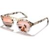 imageCARFIA Double Bridge Small Acetate Sunglasses for Women Polarized Retro Metal Brow Ladies Sunnies Fashion Round Eyewears4 Pink Tortoise Frame Pink Mirrored