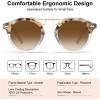 imageCARFIA Double Bridge Small Acetate Sunglasses for Women Polarized Retro Metal Brow Ladies Sunnies Fashion Round Eyewears40 Pink White Tortoise Frame Gradient Brown Lens