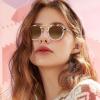 imageCARFIA Double Bridge Small Acetate Sunglasses for Women Polarized Retro Metal Brow Ladies Sunnies Fashion Round Eyewears40 Pink White Tortoise Frame Gradient Brown Lens
