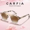 imageCARFIA Double Bridge Small Acetate Sunglasses for Women Polarized Retro Metal Brow Ladies Sunnies Fashion Round Eyewears40 Pink White Tortoise Frame Gradient Brown Lens