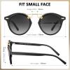 imageCARFIA Double Bridge Small Acetate Sunglasses for Women Polarized Retro Metal Brow Ladies Sunnies Fashion Round EyewearsBlack