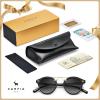 imageCARFIA Double Bridge Small Acetate Sunglasses for Women Polarized Retro Metal Brow Ladies Sunnies Fashion Round EyewearsBlack