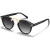 imageCARFIA Double Bridge Small Acetate Sunglasses for Women Polarized Retro Metal Brow Ladies Sunnies Fashion Round EyewearsBlack