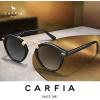 imageCARFIA Double Bridge Small Acetate Sunglasses for Women Polarized Retro Metal Brow Ladies Sunnies Fashion Round EyewearsBlack