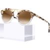 4-0. Pink White Tortoise Frame Gradient Brown Lens