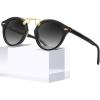 imageCARFIA Double Bridge Small Acetate Sunglasses for Women Polarized Retro Metal Brow Ladies Sunnies Fashion Round EyewearsBlack