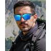 imageCARFIA Casual Polarized Mens Sunglasses UV400 Protection Lightweight Unbreakable TR90 Sports Cycling Fishing Glasses CA0951A Matte Stripe Frame Blue Mirror Lens