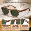 imageCARFIA Cool Retro Acetate Sunglasses for Men Polarized UV Protection Keyhole Round Shades with Embossed Pattern Wire Core31 Brown Striped Frame Green Lens