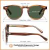 imageCARFIA Cool Retro Acetate Sunglasses for Men Polarized UV Protection Keyhole Round Shades with Embossed Pattern Wire Core31 Brown Striped Frame Green Lens