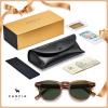 imageCARFIA Cool Retro Acetate Sunglasses for Men Polarized UV Protection Keyhole Round Shades with Embossed Pattern Wire Core31 Brown Striped Frame Green Lens