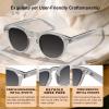 imageCARFIA Cool Retro Acetate Sunglasses for Men Polarized UV Protection Keyhole Round Shades with Embossed Pattern Wire Core4 Transparent Grey Frame Gradient Grey Lens