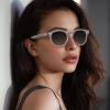 imageCARFIA Cool Retro Acetate Sunglasses for Men Polarized UV Protection Keyhole Round Shades with Embossed Pattern Wire Core4 Transparent Grey Frame Gradient Grey Lens
