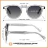 imageCARFIA Cool Retro Acetate Sunglasses for Men Polarized UV Protection Keyhole Round Shades with Embossed Pattern Wire Core4 Transparent Grey Frame Gradient Grey Lens