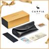 imageCARFIA Cool Retro Acetate Sunglasses for Men Polarized UV Protection Keyhole Round Shades with Embossed Pattern Wire Core53 Light Brown Striped Frame Green Lens