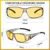 imageCARFIA Night Driving Glasses for Men Women Fit Over Night Vision Glasses Anti Glare Yellow Lens1 Transparent Gray Frame Yellow Lens