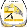 imageCARFIA Night Driving Glasses for Men Women Fit Over Night Vision Glasses Anti Glare Yellow Lens1 Transparent Gray Frame Yellow Lens