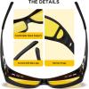 imageCARFIA Night Driving Glasses for Men Women Fit Over Night Vision Glasses Anti Glare Yellow Lens2 Black Frame Yellow Lens