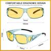 imageCARFIA Night Driving Glasses for Men Women Fit Over Night Vision Glasses Anti Glare Yellow Lens3 Transparent Blue Frame Yellow Lens