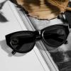 imageCARFIA Retro Acetate Polarized CatEye Sunglasses for Women UV400 Protection Designer Glasses Trendy Classic Shades CA1952Black Frame Grey Lenses