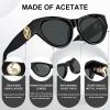 imageCARFIA Retro Acetate Polarized CatEye Sunglasses for Women UV400 Protection Designer Glasses Trendy Classic Shades CA1952Black Frame Grey Lenses