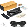 imageCARFIA Retro Acetate Polarized CatEye Sunglasses for Women UV400 Protection Designer Glasses Trendy Classic Shades CA1952Black Frame Grey Lenses
