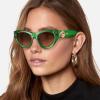 imageCARFIA Retro Acetate Polarized CatEye Sunglasses for Women UV400 Protection Designer Glasses Trendy Classic Shades CA1952Green Frame Brown Gradient Lenses