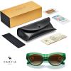 imageCARFIA Retro Acetate Polarized CatEye Sunglasses for Women UV400 Protection Designer Glasses Trendy Classic Shades CA1952Green Frame Brown Gradient Lenses