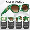 imageCARFIA Retro Acetate Polarized CatEye Sunglasses for Women UV400 Protection Designer Glasses Trendy Classic Shades CA1952Green Frame Brown Gradient Lenses