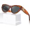 imageCARFIA Retro Acetate Polarized CatEye Sunglasses for Women UV400 Protection Designer Glasses Trendy Classic Shades CA1952Tortoise Frame Grey Lenses