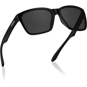 imageCARFIA Casual Polarized Mens Sunglasses UV400 Protection Lightweight Unbreakable TR90 Sports Cycling Fishing Glasses CA0951B Matte Black Frame Gray Lens
