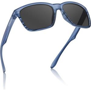 imageCARFIA Casual Polarized Mens Sunglasses UV400 Protection Lightweight Unbreakable TR90 Sports Cycling Fishing Glasses CA0951C Matte Stripe Frame Gray Lens