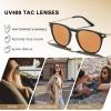 imageCARFIA Retro Lightweight Polarized Sunglasses for Women UV Protection Square Ladies Sunnies Outdoor Driving Eyewears CA32R23 Black Frame Orange Lens